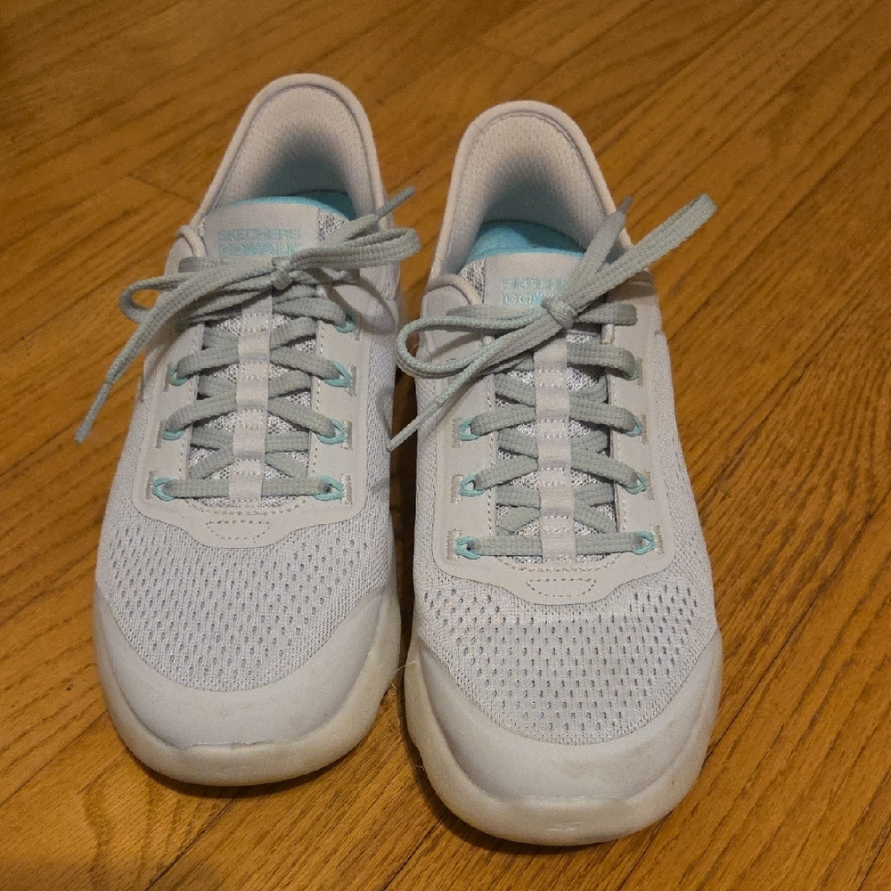 Skechers Light Gray Slip-Ins with Blue Interior